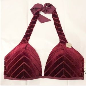 Kenneth Cole Sultry Solid PushUp Halter Bikini Top